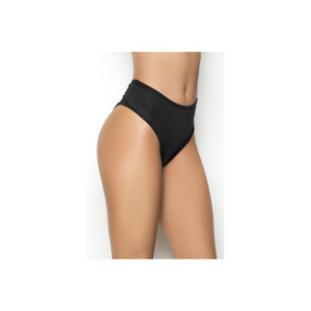 String bande large noir taille haute, tissu fronçé à l'arrière 